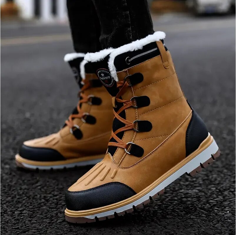 Bottes d'hiver pour hommes - Bottes de neige doublées et chaudes avec semelles antidérapantes 2