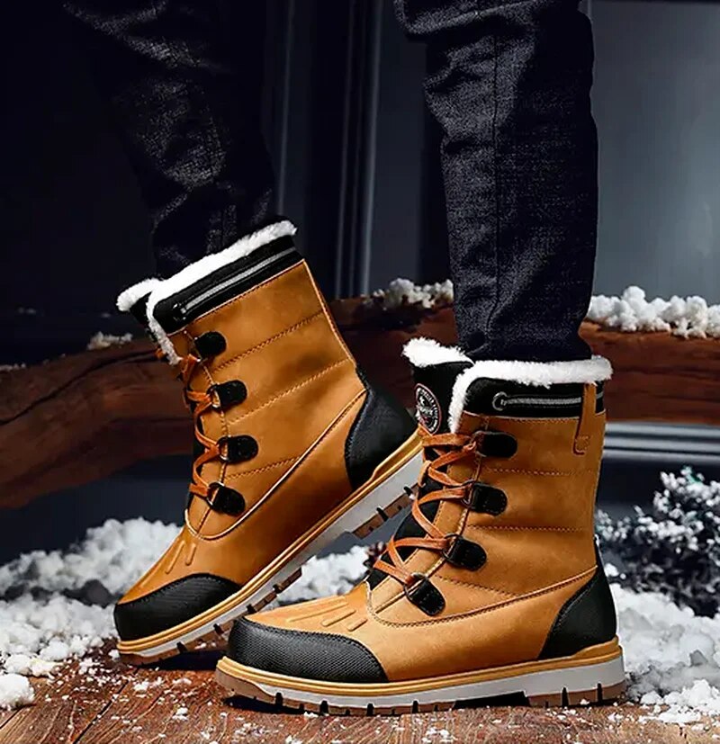 Bottes d'hiver pour hommes - Bottes de neige doublées et chaudes avec semelles antidérapantes 4