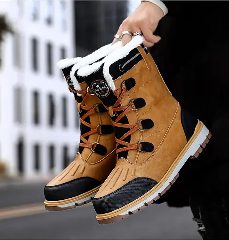 Bottes d'hiver pour hommes - Bottes de neige doublées et chaudes avec semelles antidérapantes 5