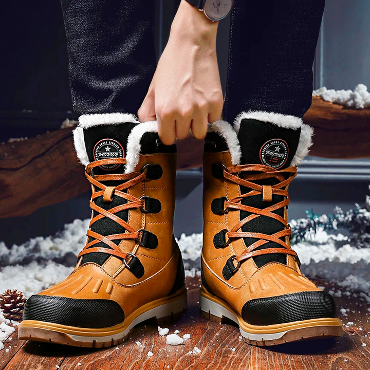 Bottes d'hiver pour hommes - Bottes de neige doublées et chaudes avec semelles antidérapantes 8