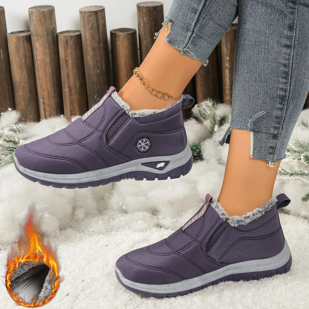 Bottes de neige chaudes en polaire pour femmes