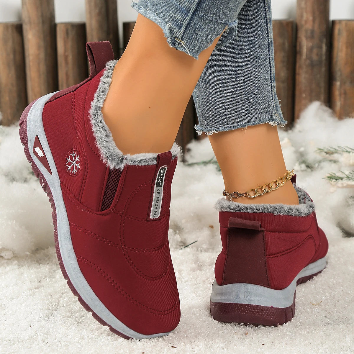 Bottes de neige chaudes en polaire pour femmes