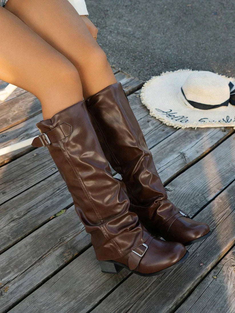 Bottes hautes pour femmes | Coupe ample avec boucles 2
