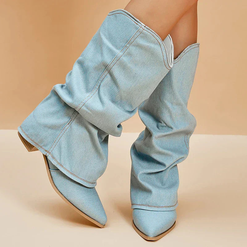 Bottes hautes pour femmes | Tige en denim 0