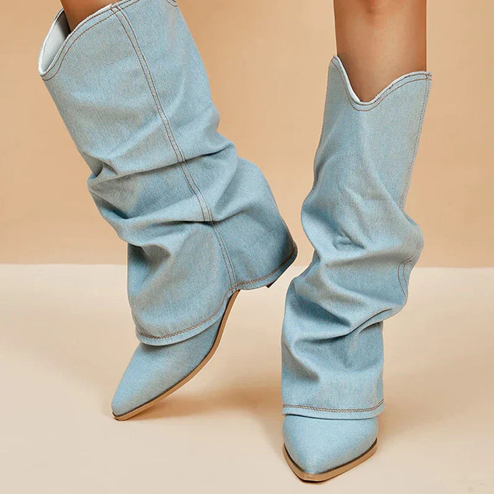 Bottes hautes pour femmes | Tige en denim 4