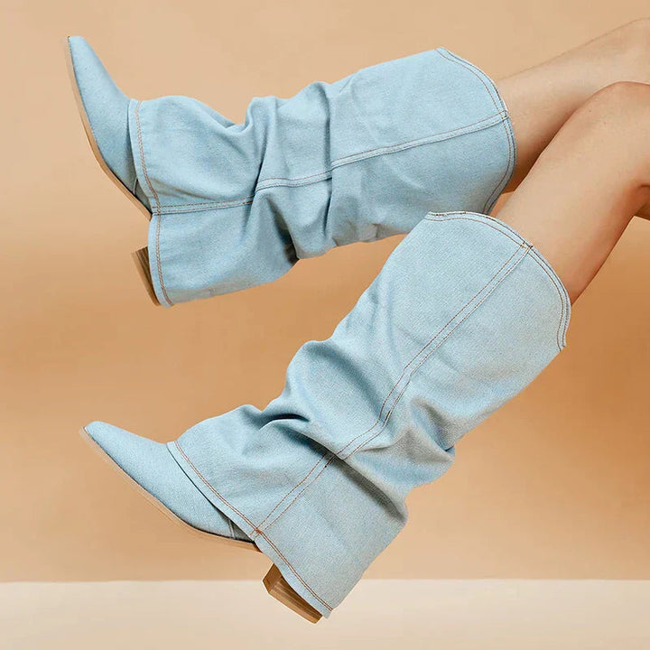 Bottes hautes pour femmes | Tige en denim 5