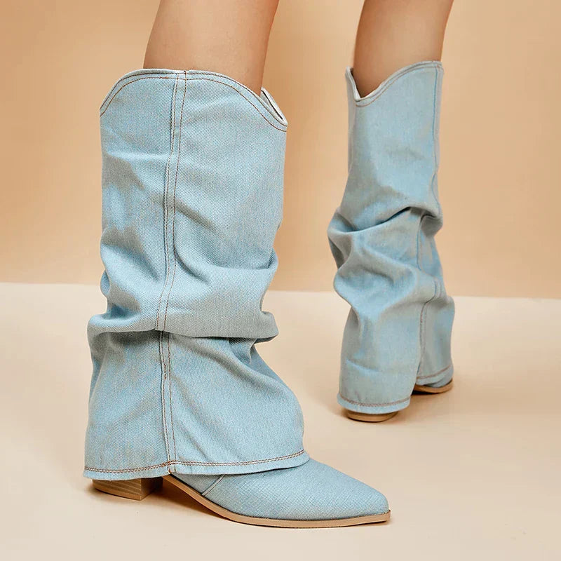 Bottes hautes pour femmes | Tige en denim 6