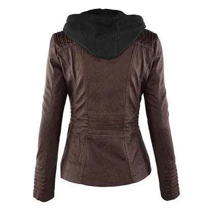 Ivory™ | Veste en Cuir pour Femmes Résistante aux Intempéries avec Capuche