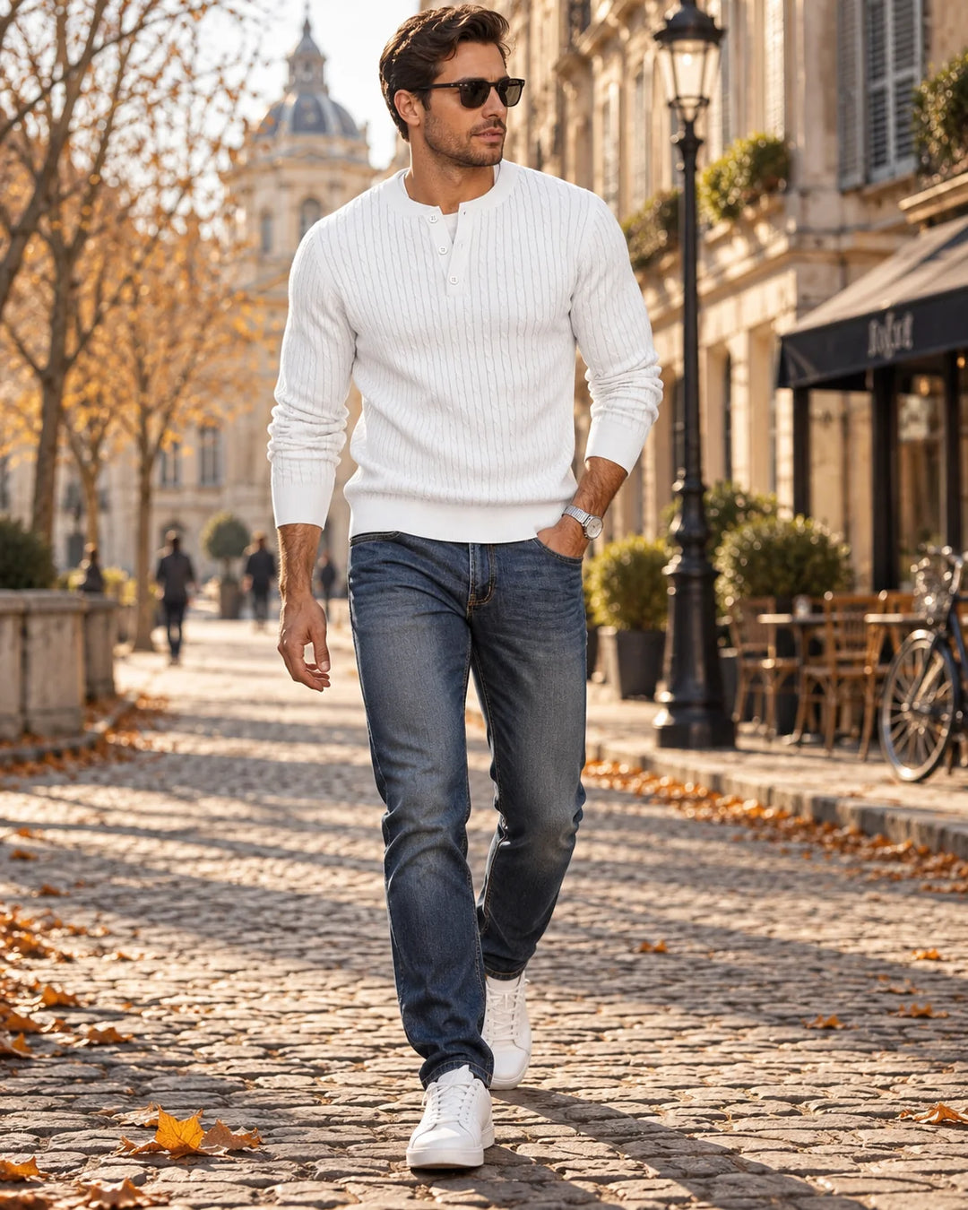 Calder Pull Henley | Maille Torsadée, Col Boutonné, Manches Longues 5