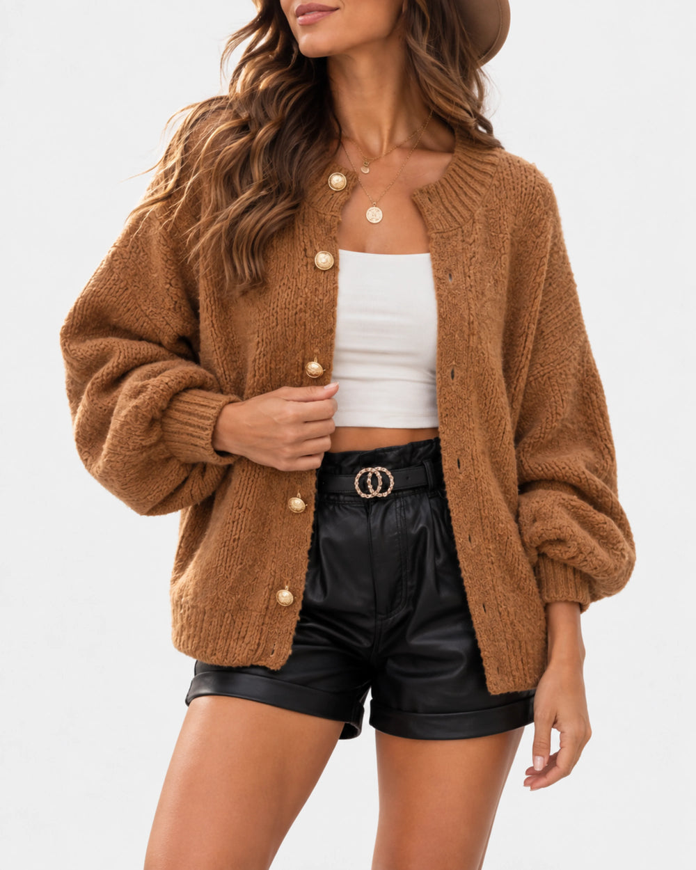 Calia Cardigan Femme | Maille Épaisse, Manches Bouffantes 1
