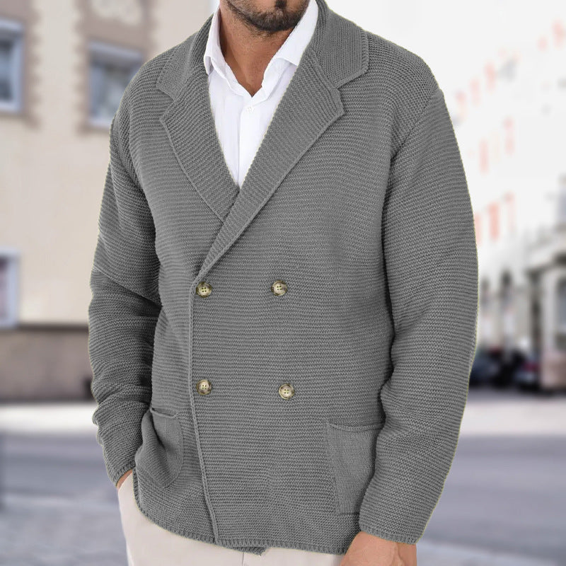 Cardigan homme col revers maille légère boutonnage double