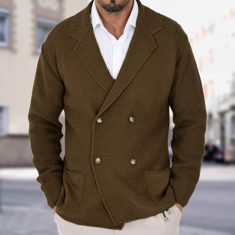 Cardigan homme col revers maille légère boutonnage double