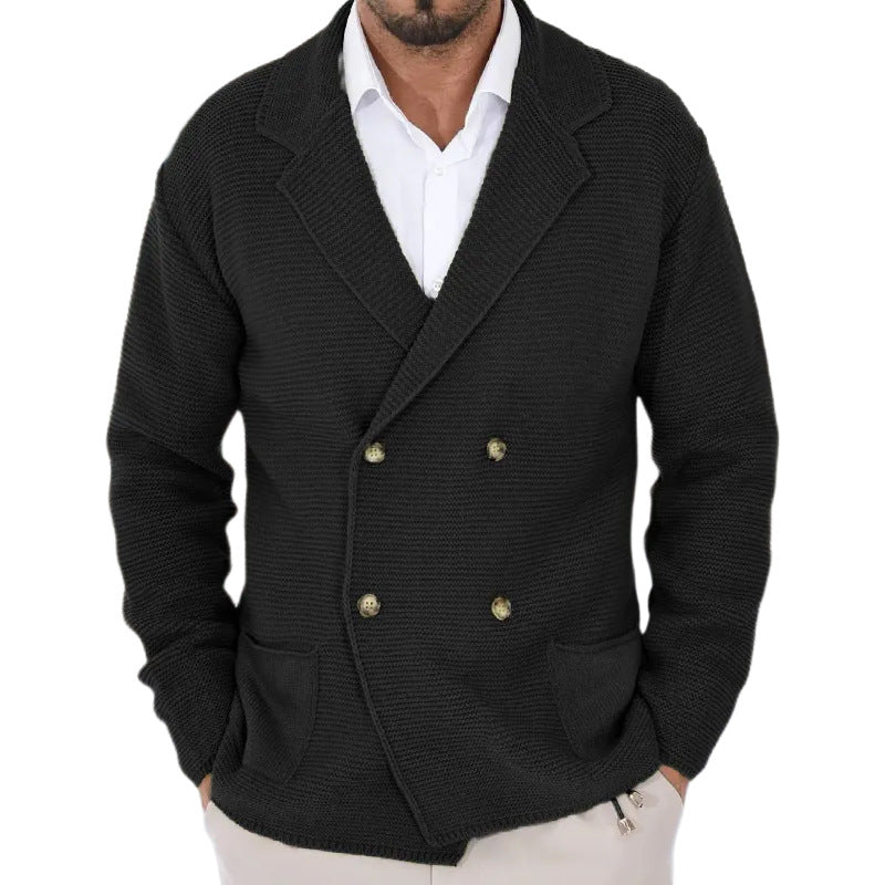 Cardigan homme col revers maille légère boutonnage double