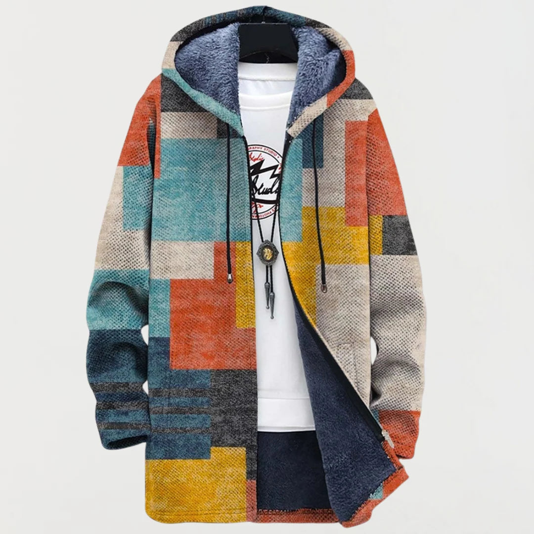 Cardigan avec Blocs de Couleurs Géométriques 0