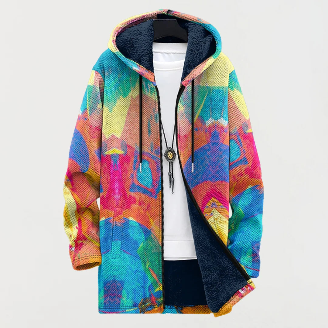 Cardigan avec un motif artistique coloré 0
