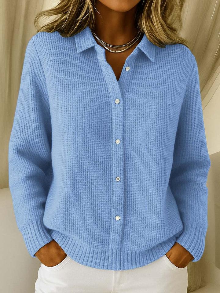 Cardigan classique pour femme avec col – Élégance intemporelle en doux mélange de coton 0