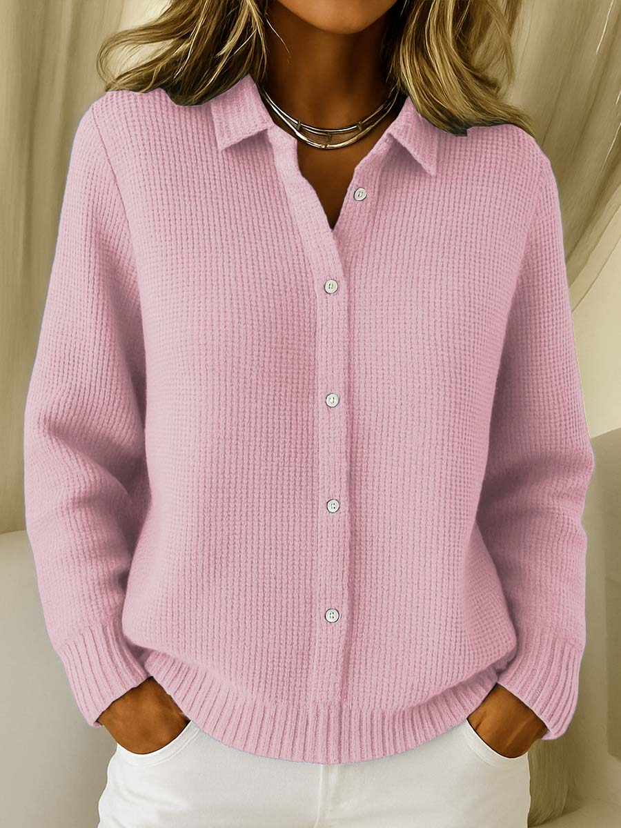 Cardigan classique pour femme avec col – Élégance intemporelle en doux mélange de coton 1