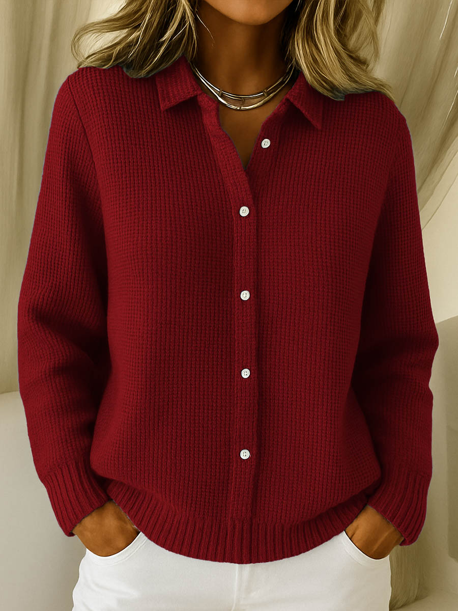 Cardigan classique pour femme avec col – Élégance intemporelle en doux mélange de coton 2