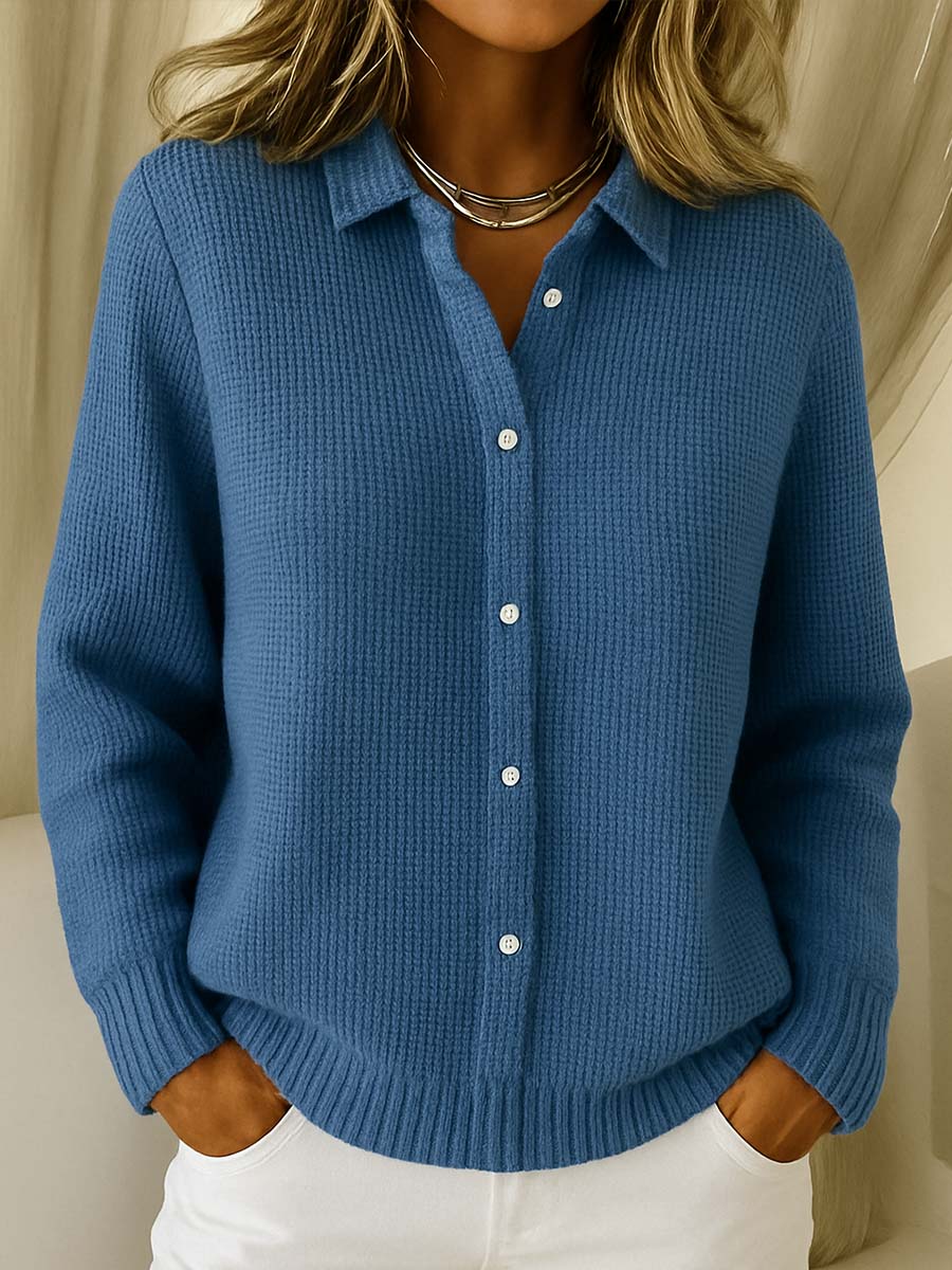 Cardigan classique pour femme avec col – Élégance intemporelle en doux mélange de coton 3