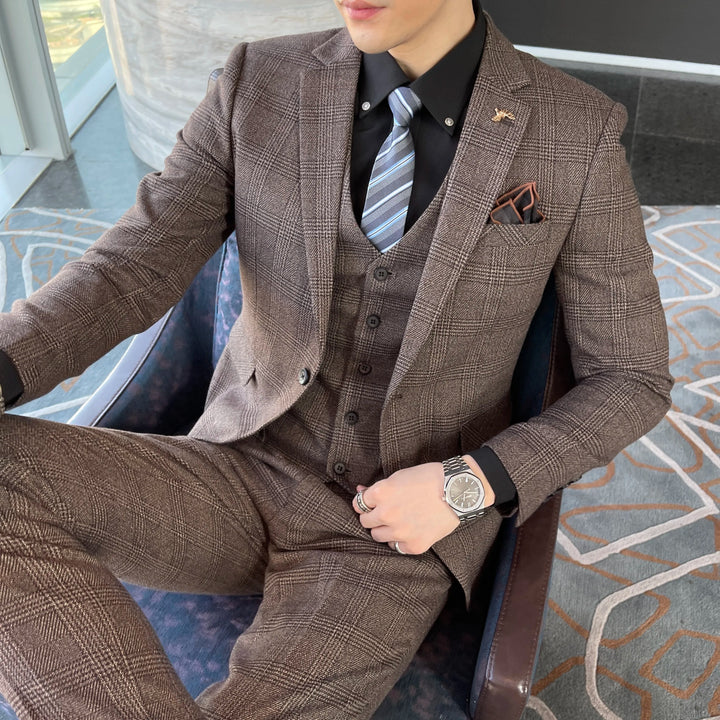 Carlo | Costume trois pièces à carreaux pour homme, coupe ajustée 8
