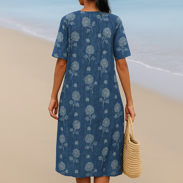 ALMA | Robe indigo à fleurs