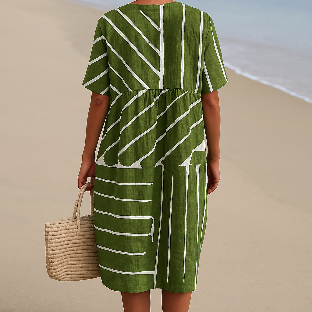 Yana | Robe verte avec motif géométrique