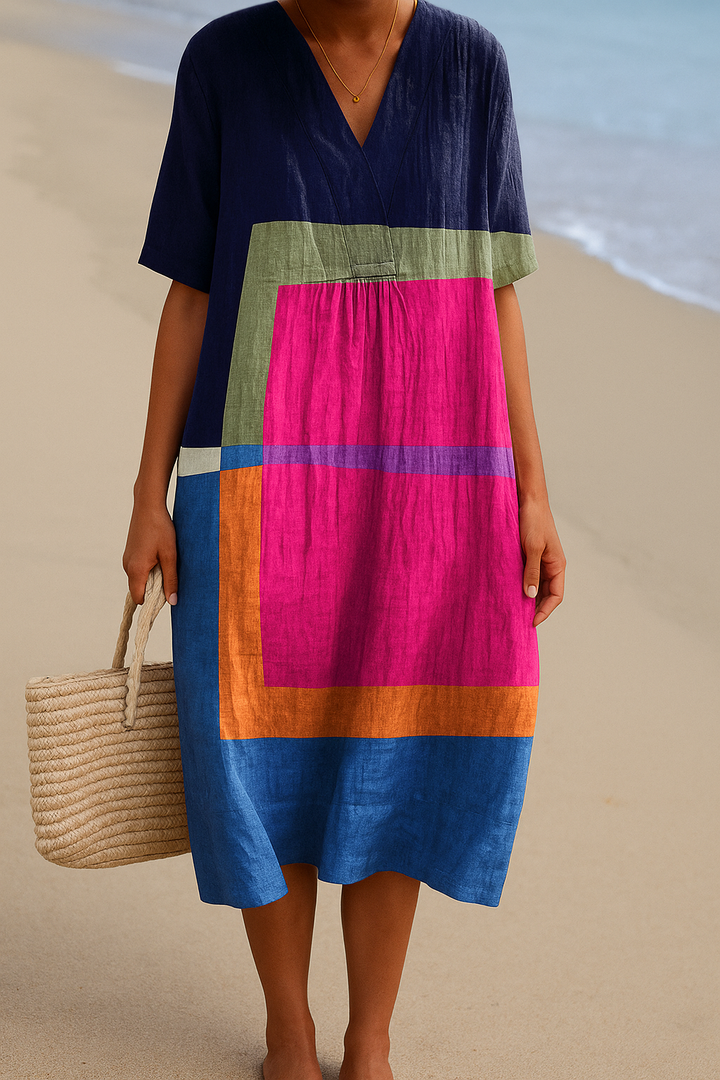Ariane | Robe avec des blocs de couleurs vives