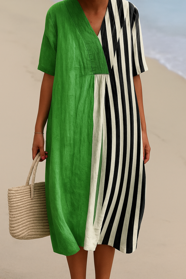 Iris | Robe verte fluo avec des rayures noires