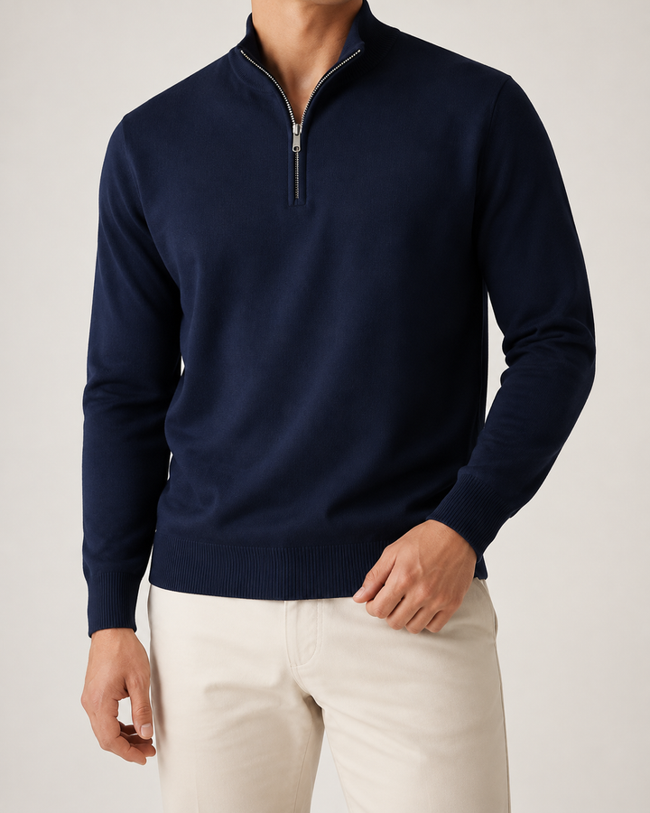 Pull Homme Col Montant Zippé Coupe Droite – Quirin