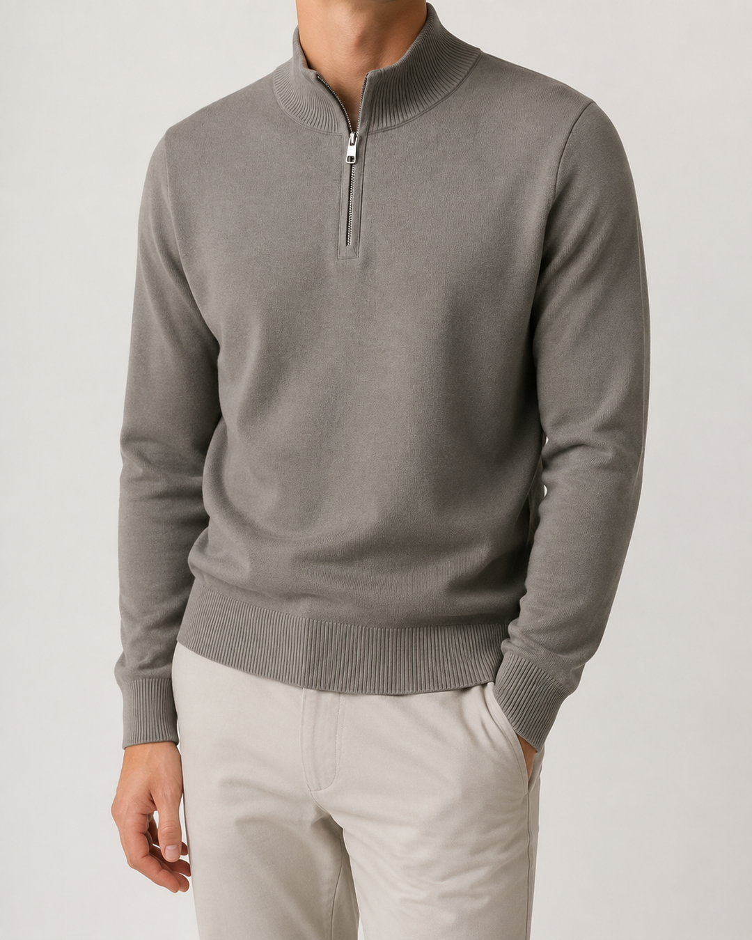 Pull Homme Col Montant Zippé Coupe Droite – Quirin