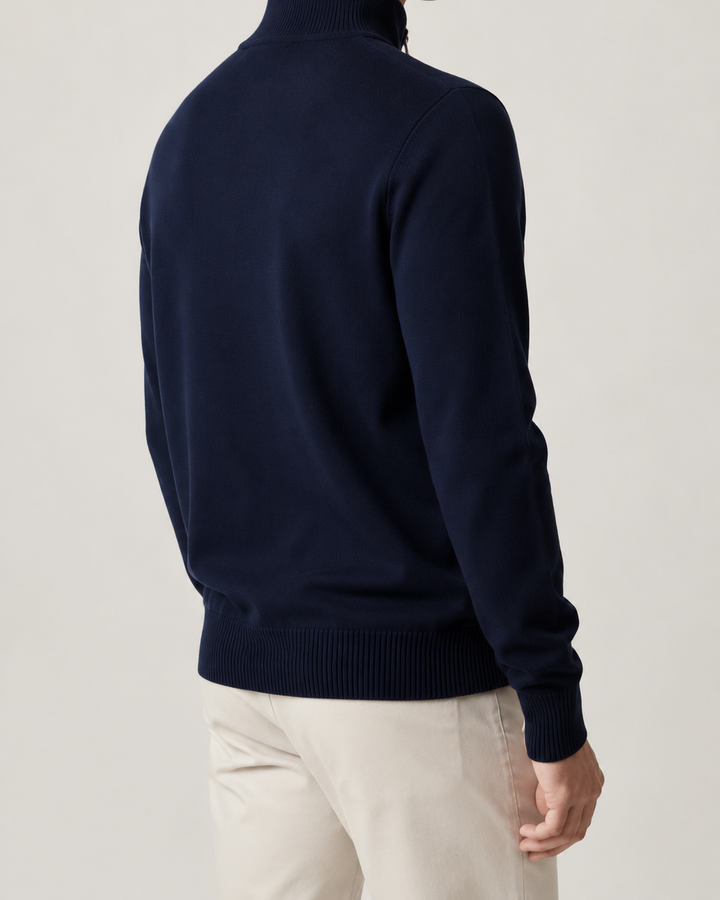 Pull Homme Col Montant Zippé Coupe Droite – Quirin