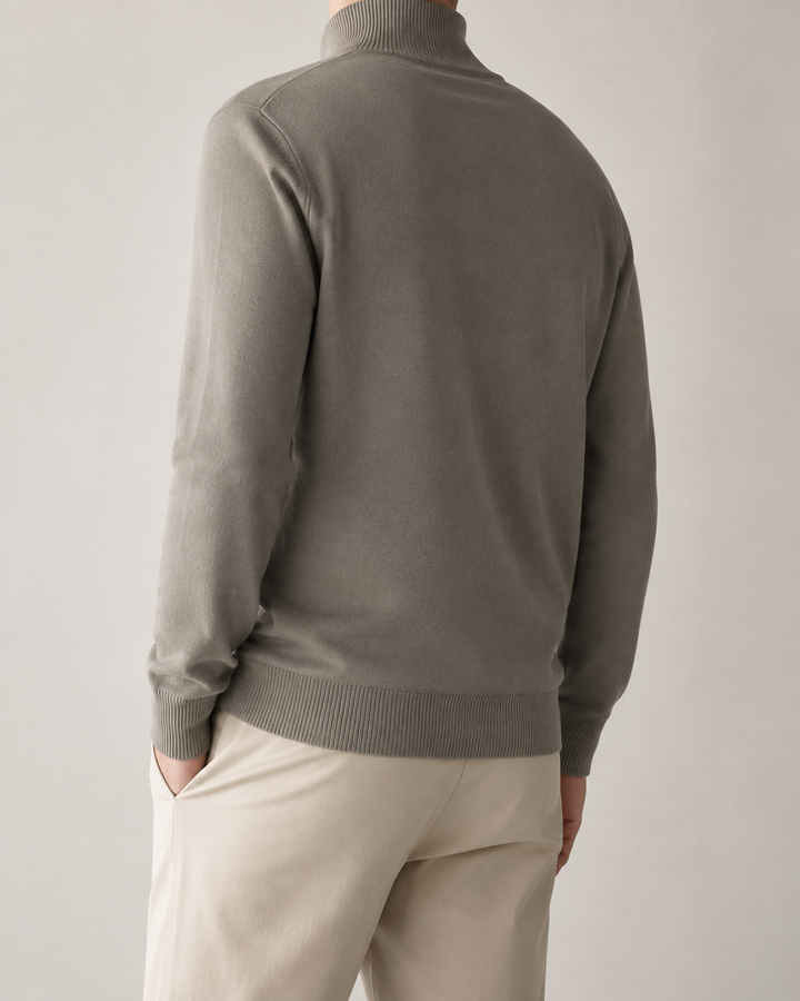 Pull Homme Col Montant Zippé Coupe Droite – Quirin
