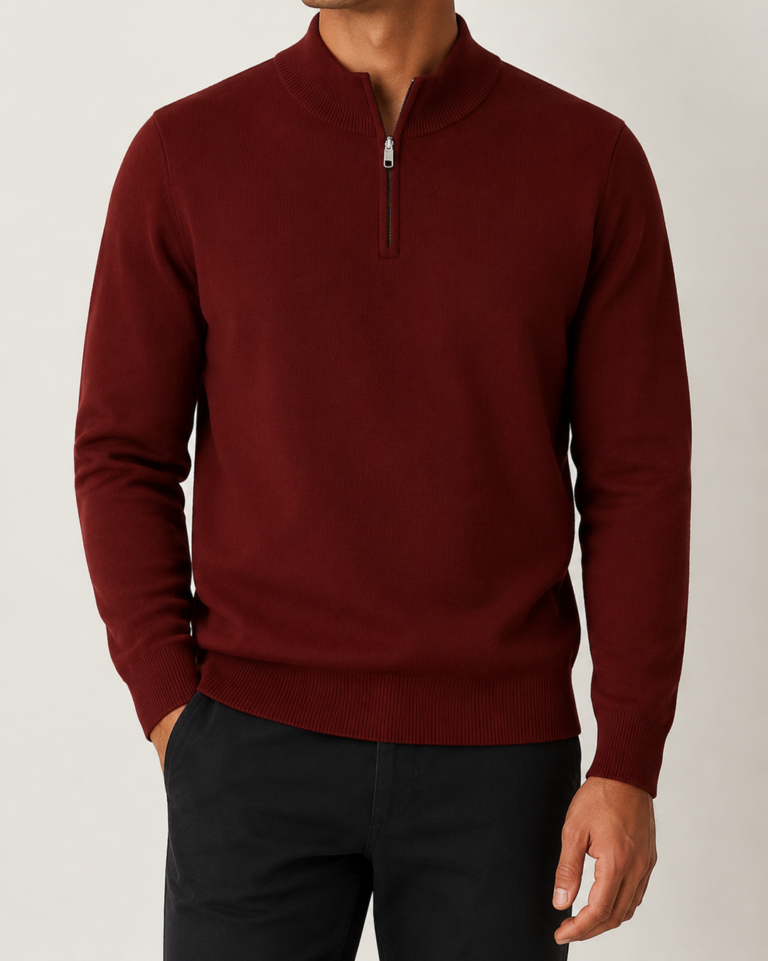 Pull Homme Col Montant Zippé Coupe Droite – Quirin