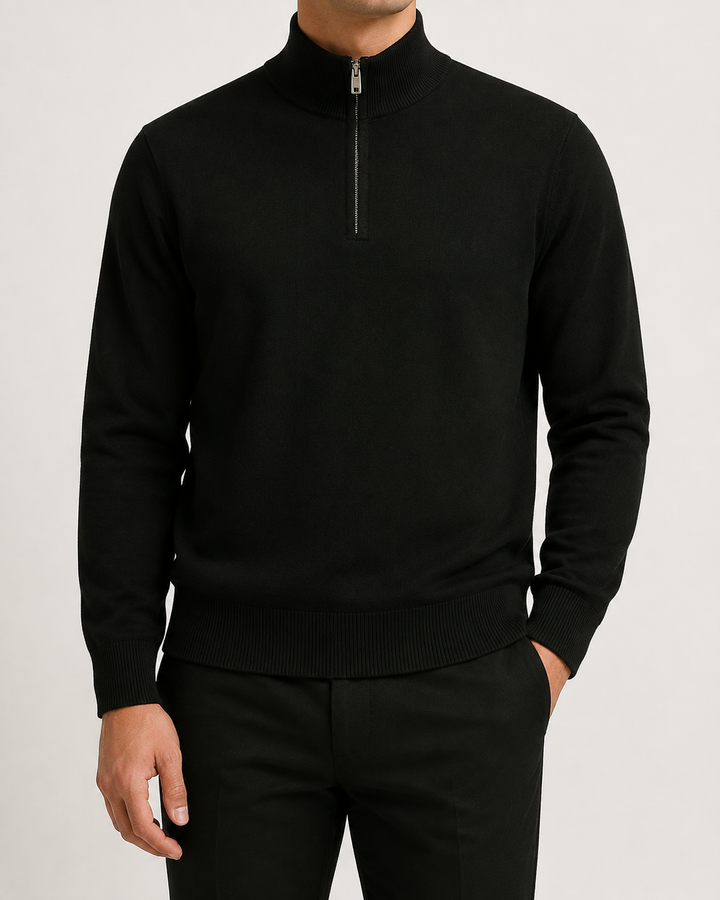 Pull Homme Col Montant Zippé Coupe Droite – Quirin