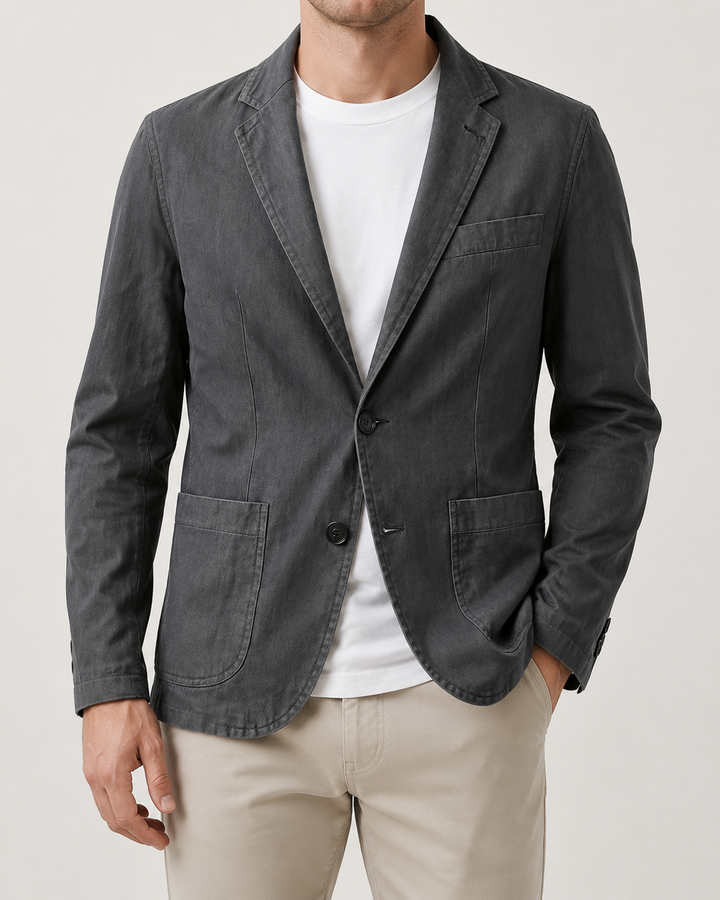 Blazer Homme en Lin Coupe Droite Deux Boutons – Romuald