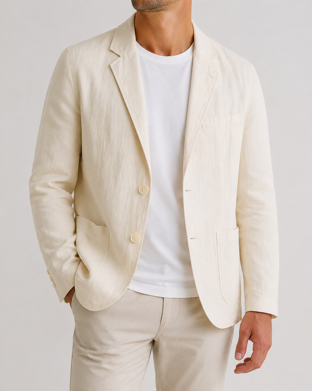 Blazer Homme en Lin Coupe Droite Deux Boutons – Romuald