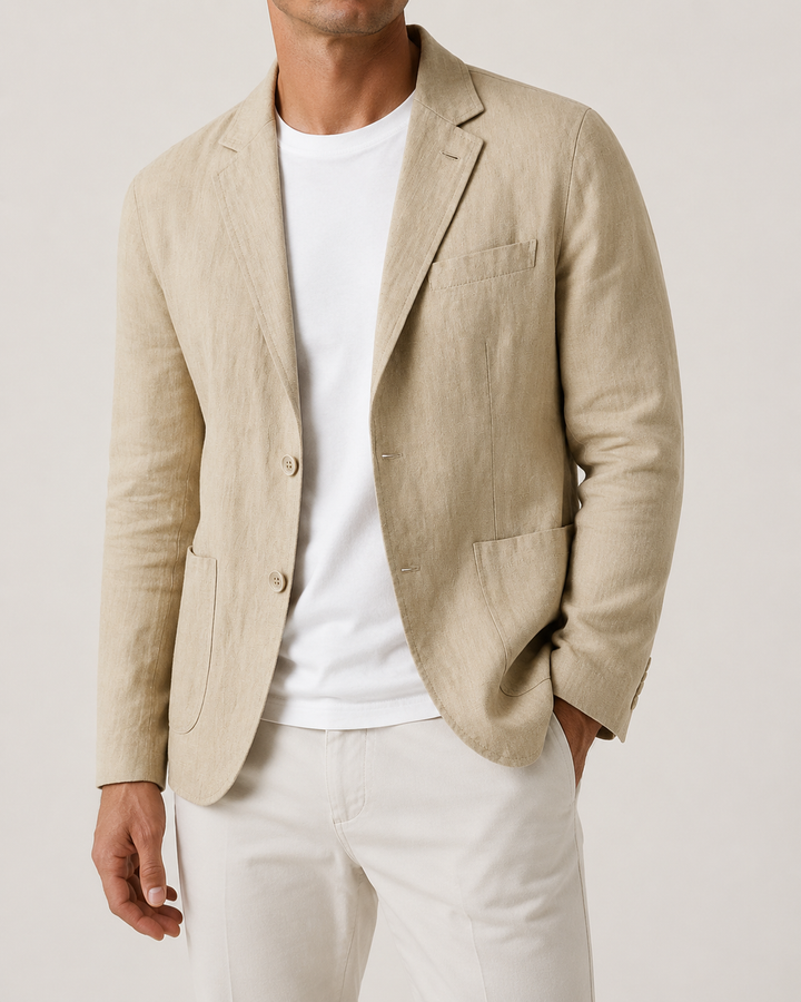 Blazer Homme en Lin Coupe Droite Deux Boutons – Romuald