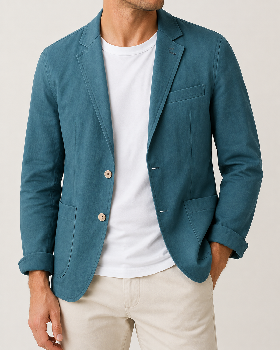 Blazer Homme en Lin Coupe Droite Deux Boutons – Romuald