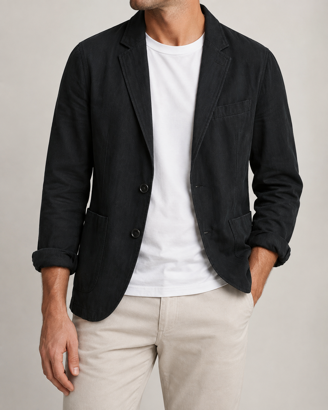 Blazer Homme en Lin Coupe Droite Deux Boutons – Romuald