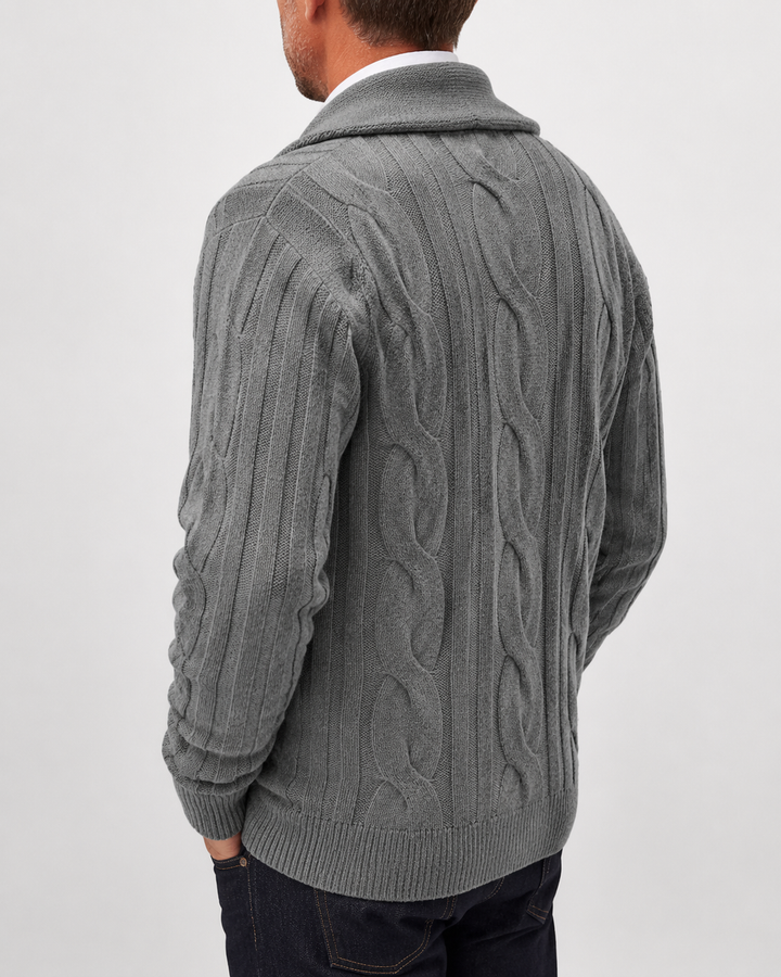 Cardigan Homme Torsadé Col Châle Fermeture Boutonnée – Amable