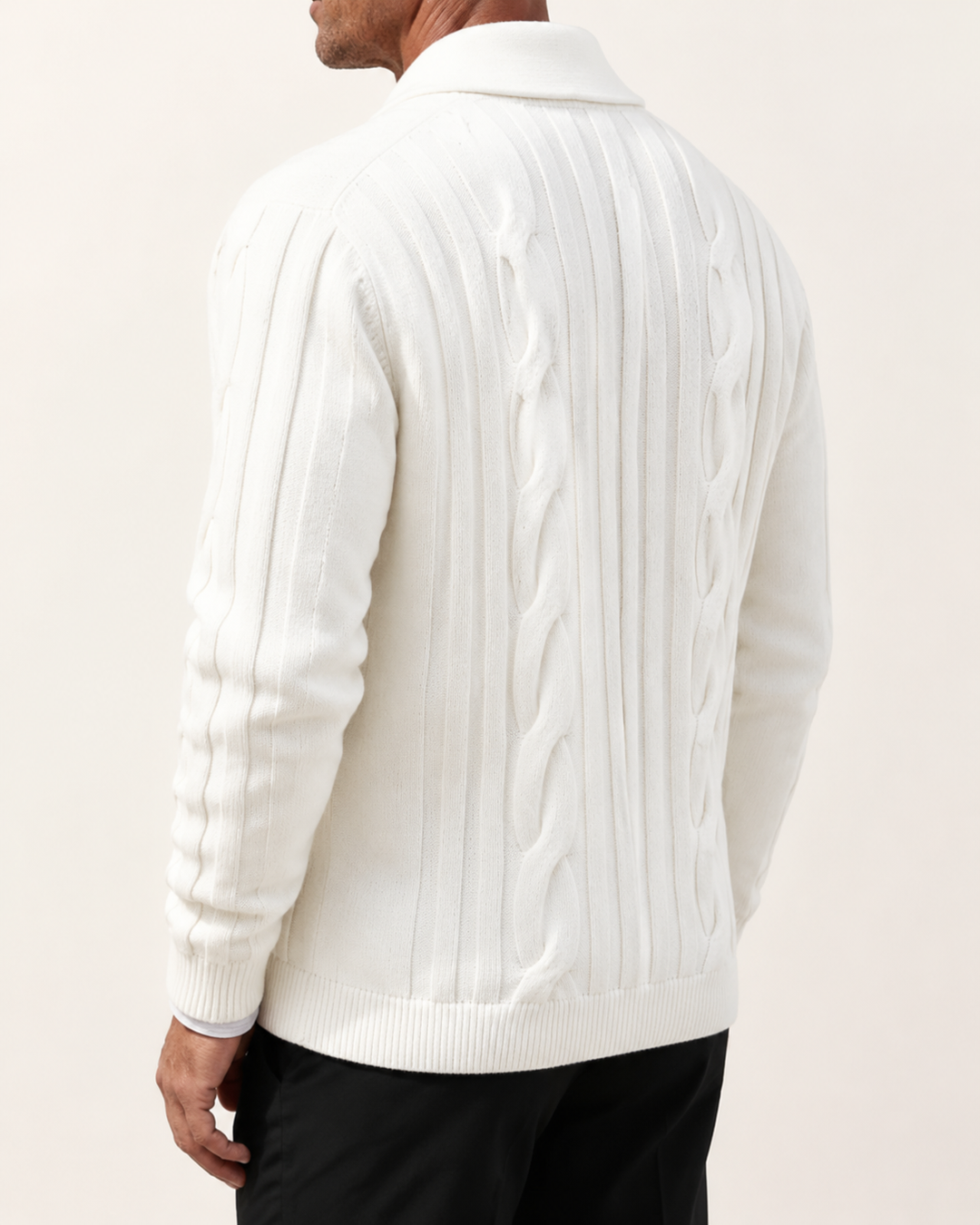 Cardigan Homme Torsadé Col Châle Fermeture Boutonnée – Amable