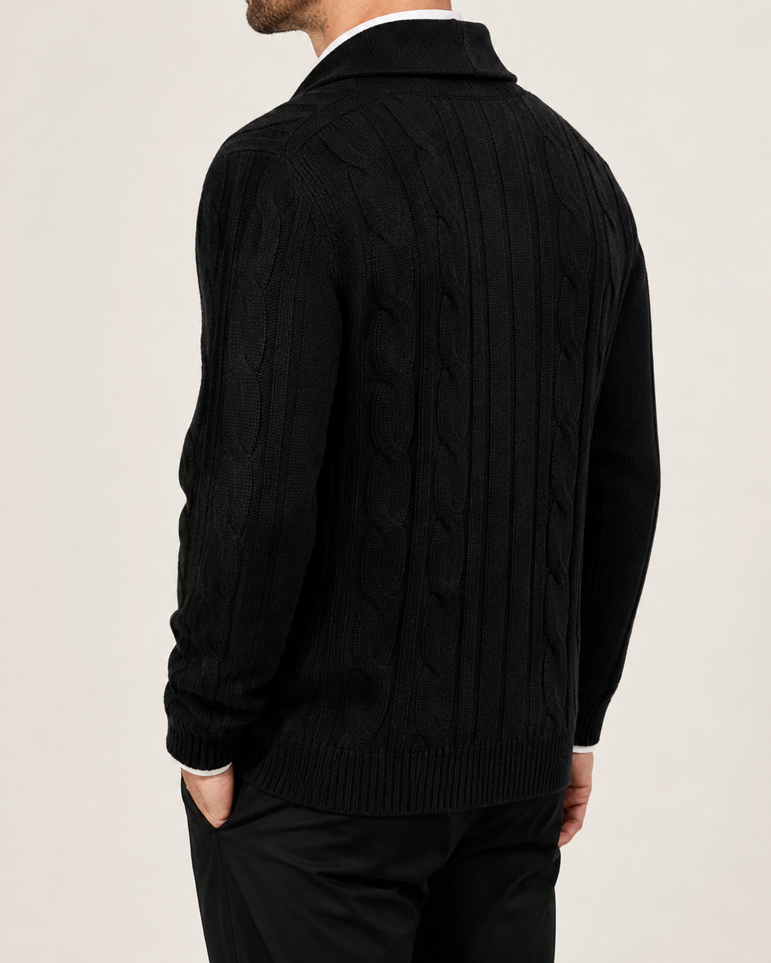 Cardigan Homme Torsadé Col Châle Fermeture Boutonnée – Amable