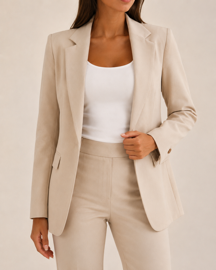 Ensemble tailleur femme deux pièces blazer pantalon élégant bureau cérémonie