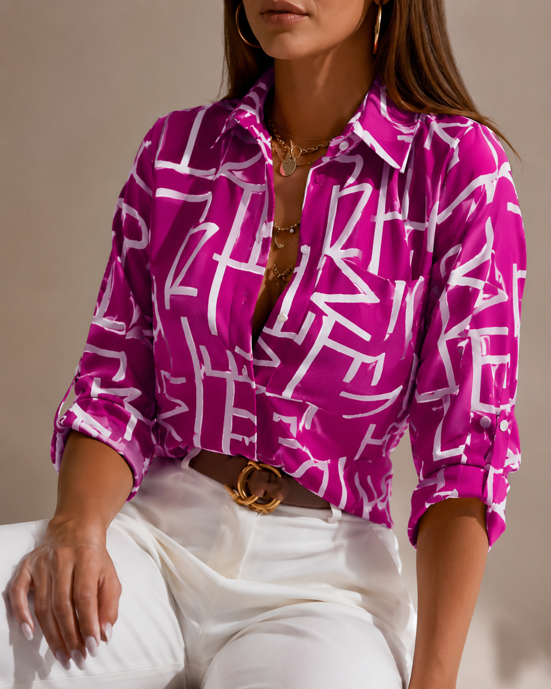 Chemise élégante imprimée pour femme
