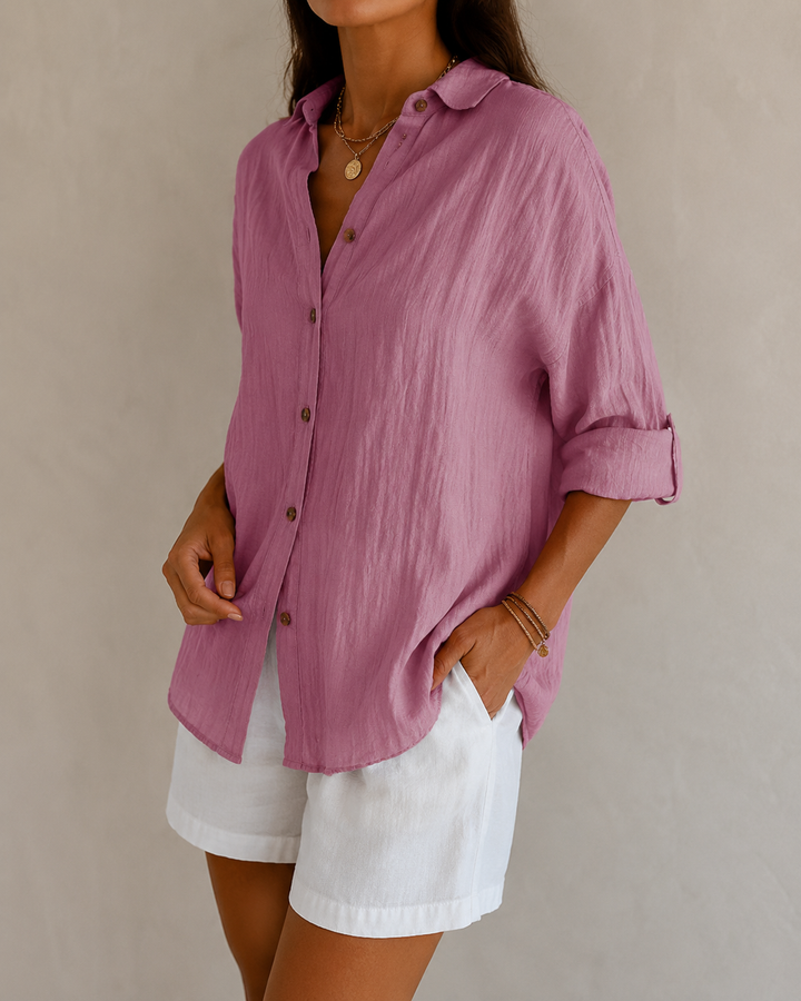 Chemise boutonnée pour femme coupe classique manches longues usage quotidien