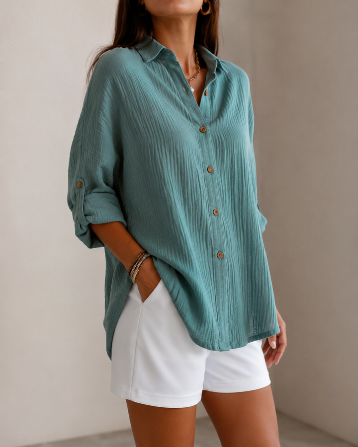 Chemise boutonnée pour femme coupe classique manches longues usage quotidien