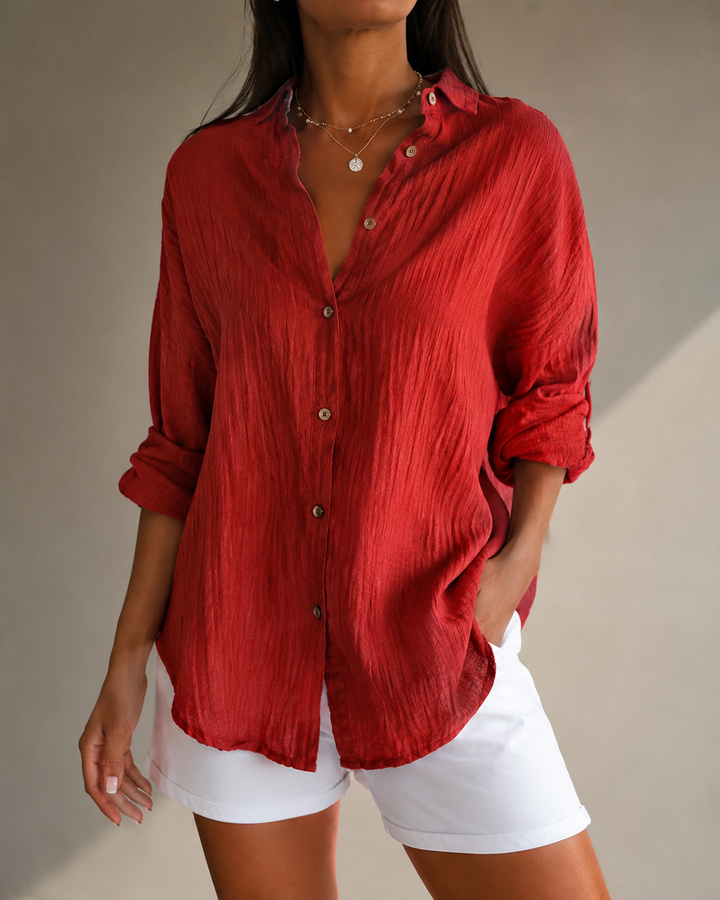 Chemise boutonnée pour femme coupe classique manches longues usage quotidien