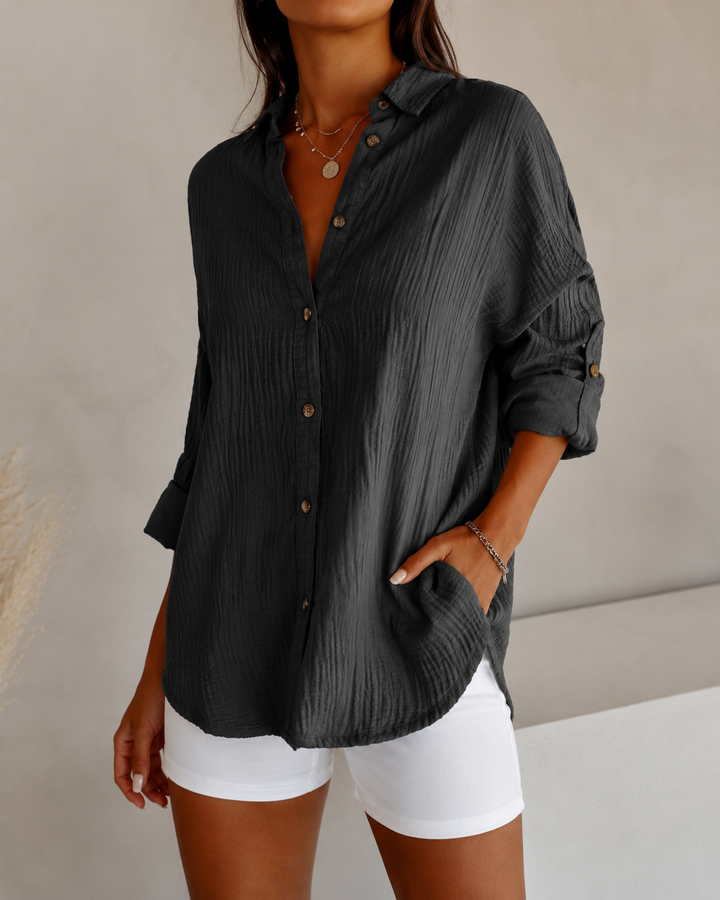 Chemise boutonnée pour femme coupe classique manches longues usage quotidien