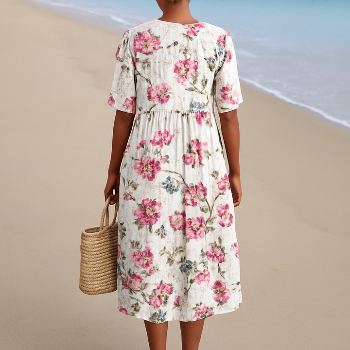 FLORINE | Robe rétro à fleurs en lin