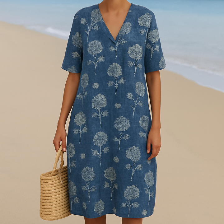ALMA | Robe indigo à fleurs